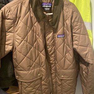 NEW WITHOUT TAGS PATAGONIA BROWN JACKET WITH CORDUROY NECK LINE!